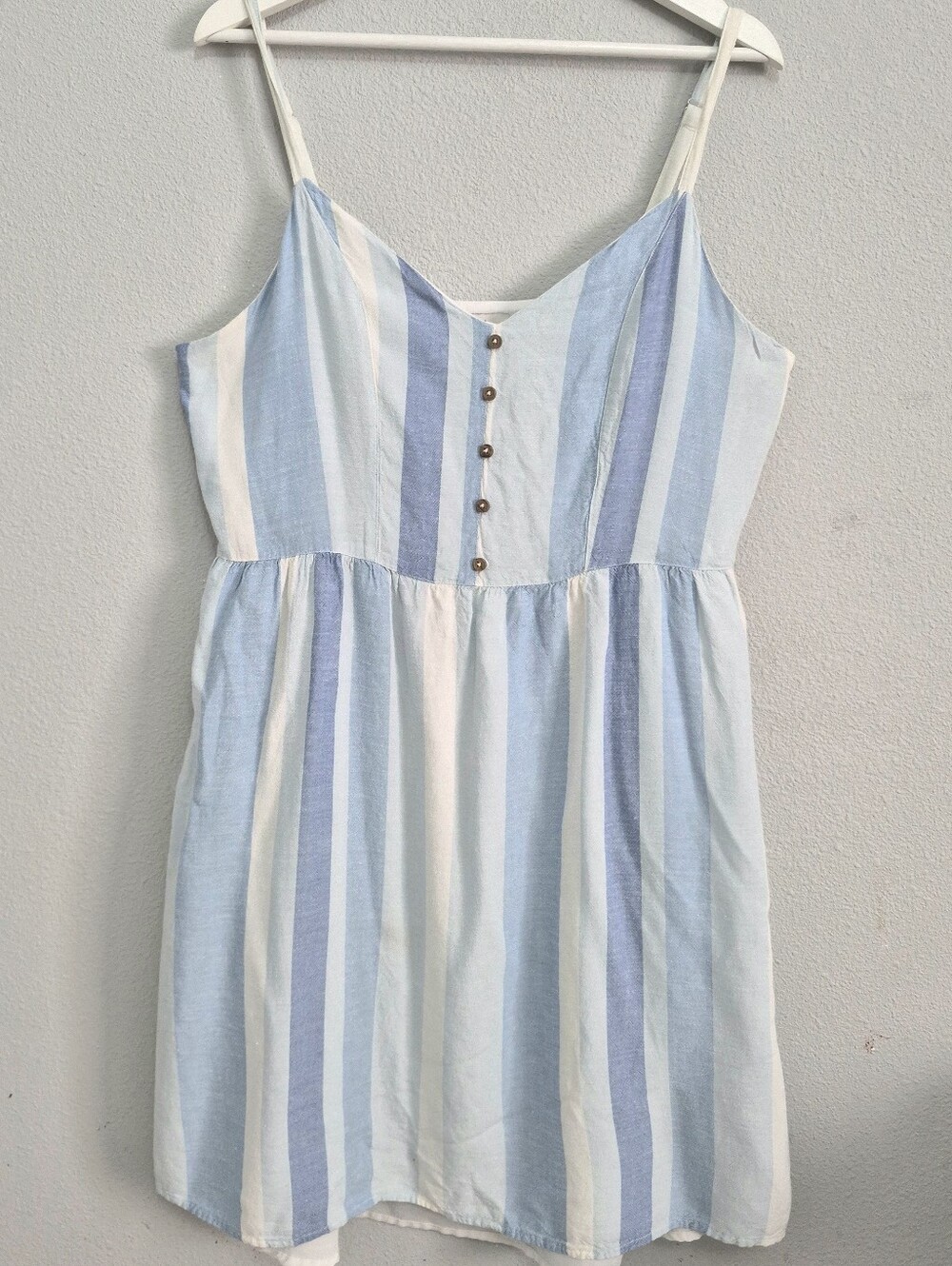 Joie Linen Blend Blue White Stripe Mini Sundress Size 12 Coastal Mediteranean